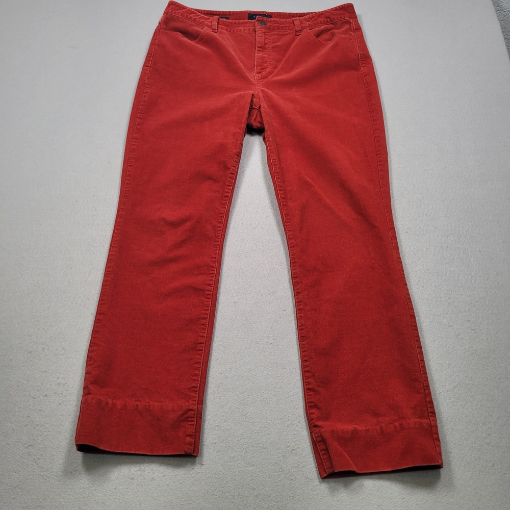 Talbots Heritage Red Corduroy Straight Leg Pants Womens Size 14 Mid Rise ID245